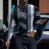 Män Casual Pullovers O-Neck Striped Slim Fit Printed 2021 Höst Pullovers Pullover Mäns Pull T-shirts Toppar Homme Storlek M-5XL G220223