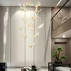 Modern Rotary Duplex Staircase Pendant Lamps Acrylic Butterfly Chandelier Round Spiral Long LED Lighting Living Dining Room Chandelier Villa Lobby Adjustable