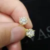 OEVAS リアル 1 カラット D カラーモアサチンスタッドピアス女性のための 18 K ゴールドカラー 100% 925 スターリングシルバーウェディングパーティーファインジュエリー 220212