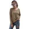 夏の長袖Tシャツのための女性服O-ネックプラスサイズのファッション緩いカジュアルレディーストップスオフショルダーティーシャツフェムメ210608