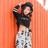 Kids Letter Crop Tops cotton children sport suits Dance Costumes for Girls Teenage Girl Hip Hop Clothing 10 12 14 16 18 Years 210622