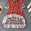 Printemps été automne féminin rétro lndie folk style robe de style folk housse à manches longues à manches longues imprimées longue gd520 210506