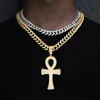 Catene egiziana Ankh Collana Canno della catena della corda a sospensione da uomo Chiave della vita ghiacciata Rhinestone Cuban Hip Hop Jewelry7170759