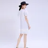 [EAM] Women White Ruffles Split Joint Temperament Dress Round Neck Short Sleeve Loose Fit Fashion Spring Summer 1W191 21512