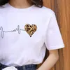 ゾガンキンレディースブラックTシャツ新しいファッションヒョウハイヒール半袖プリント服女性グラフィックトップ女性服x0527