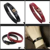 Jewelrysimple Black Red Leather Bracelets Little Button Charm Bangle Cuff Wrist Bands For Women Fashion Jewelry 003 Drop Delivery 2021 E8M0B