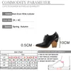 Dress Shoes BYQDY Women Oxfords British Pumps Spring Autumn Pointed Toe Chunky Block High Heels Brogue Lace Up Wedge Black