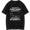 Sarcasm seviyem seviyenize dayanıyor aptallık tişört eğlenceli pamuk kısa kollu t shirt O-Boyun Harajuku T-shirt Y220214