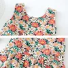 Sommar barn flickor klänning röd väst ärmlös daisy båge sundress med keps för 1-5 år barn outfits e49 210610