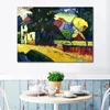 Arte della parete Pittura Astratta Wassily Kandinsky Mano Olio Dipinto Su Tela Riproduzione Murnau Paesaggio Colorato Soggiorno Decor7892505