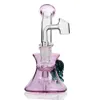 18 cm hoher rosa Glasbecher, Bong, Wasserpfeifen, Shisha-Rauchgläser, Wasserpfeifen, Dab-Rigs, dicke Recycler-Ölplattformen mit 14-mm-Banger