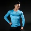 Men's Long Sleeve Fitness T Shirts Workout Clothes Spring Round Neck T-shirt Men Solid Color Quick-drying Sports Top Running Gym Tees