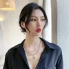 Korean ins titaniumstål leende ansiktshalsband Kvinnakedjekedja Bib Statement Choker halsband Pendant Kvinnor Fashion Hip-Hop tröja kedja