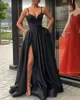 High Split Evening Dresses 2021 with Dubai Middle East Formal Gowns Party Prom Dress Spaghetti Straps Plus Size Vestidos De Festa Gown