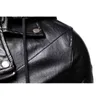 Fashion Motorcycle Hooded Leather Jacket Men Detachable Hat Oblique Zipper Punk Style Biker Pu Leather Jackets Coats Male M-5XL 210522