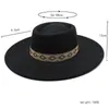 Estilo britânico retrô 9.5cm largo brim boneco lã jazz fedoras chapéu inverno senhoras elegante festa de casamento chapéu homens trilby boné