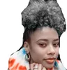 Afro gri at kuyruğu İpli Uzatma Sapıkça Kıvırcık Sahte Midilli Kuyruk İnsan Saç Updo Hairpieces Ananaslı Attailler Klip Ile Kadınlar Kızlar (Gri)
