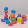 36st Färgad Pine Beech Stone Träbyggnad Block Utbildning Baby Stacking Game Balancing Toy For Kids