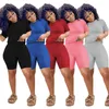 Womens 2 Parte Esportes Outfit Tracksuit Camiseta Calções Jogger Bodycon Sets 5 Color Select Tamanho (S-2XL)