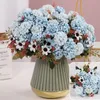 Decorative Flowers & Wreaths Pink Silk Hydrangeas Artificial Wedding Plants For Bride Hand Blooming Peony Fake White Home Decoration
