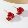 Brincos de garanhão de flor de rosa elegante coreano para mulheres moda vintage buquê de cristal flor brincos 2021 tendência jóias