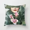 Mode Polyester imprimé taie d'oreiller Sexy femme plante impression canapé coussin bureau chaise lit jeter décor à la maison coussin/décoratif