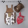 Baby boy Kids Toddlers Halloween costume cowboy 5pc suit purim event Holiday outfits Hat Scarf Shirt waist coat Pants X050925884171693341