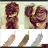 Clips & Jewelry Jewelryfashion Metal Leaf Shape Clip Barrettes Crystal Pearl Hairpin Barrette Color Feather Claws Hair Styling Tool Drop Deli
