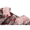 Vrouwen Vintage Floral Print Puff Sleeve Jurk Zomer Mode Kant Square Collar Casual A Line Mini Vestidos Vrouw 210515