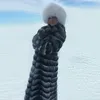 Kvinnors Fur Faux Fursarcar 2021 Lyxig Real Rex Coat Vinter Kvinnor Design Äkta Naturlig Lång Jacka Plus Size Outwear