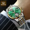 OLREVS automatische mechanische mannen horloges roestvrij staal waterdichte datum week groene fashio klassieke polshorloges reloj hombre Q0902