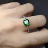 Bröllopsringar Fashion Crystal Stone Ring For Women Silver Color Square Blue Green Zircon Engagement Elegant smycken