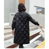 Mulheres Amy Verde Oversize Long Parkas Grosso Inverno Sleeve Botões Bolsos Casaco Quente Feminino 211216