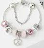 Wholesale-Drop Oil Double Love Bracelet Mother's Day Gift Bracelet Suitable for Pandor a Style Jewelry 17-20cm