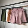 Verão coreano cintura alta gelo-seda shorts mulheres com estilo preppy style pernas largas soltas shorts brancos mulheres shorts 210611