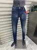 Herenjeans 2023 Heren Beroemde Merk Tassen Gewassen Designer Jean Plaid Slank Lichtgewicht Stretch Denim Skinny Verven Zwart Blauw Katoenen Broek Maat 29-40