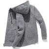 Kapturem Dzianiny Sweter Fleece Cardigan Oversized Męskie sweter Winter Casual Solid Bluzy Sweter Homme Dzianiny Men Coats 211018