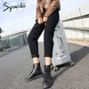 Syiwidii ​​svart jeans kvinna elastisk hög midja denim byxor cowboy streetwear koreanska mode street stil pojkvän kläder 210809