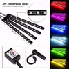 Car Interior Strips Lights 48 LED Car Atmosphere Lamps Glow Neon Lights Multi-Color Music Car LED Strip Lights Under DC12V crestech168