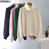 Jesień Zimowy Oversize Grube Sweter Pulowers Kobiety Loose Cashmere Turtleneck Duży Rozmiar Sweter Pulower dla kobiet Kobieta 211218