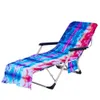 Tie Dye Beach Chair Cover med sidoficka Färgglada schäslonghanddukskåp för solstolar Solbadande trädgård