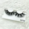 Groothandel pluizig 25mm valse wimpers mink slapende streep 3D nertsen make-up dramatische lange zweep met papieren doos