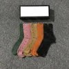 womens socks classic italy fashion Casual wear Letter Printed Medium sock Cotton With box Five Pair redom color