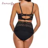 Damskie Stroje Kąpielowe Czarny Niebieski Koronki Wysokiej Talii Swimsuit Bikini Set 2021 Sexy Solid Bikinis Kobiety Push Up Banting Suit Swim Swits Garnitury Beachwear