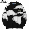 Mężczyźni Hip Hop Streetwear Knited Sweter Harajuku chmura haft haft haftowe pullover jesienne bawełniane sweter sweter niebieski czarny 220108