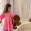 Ragazze Abiti a maniche corte a sbuffo INS Estate bambini vita cava abito da principessa bambini abbigliamento in cotone A68824971861