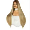 30 inches Straight Synthetic Wig Linen Ombre Color Simulation Human Hair Wigs 11076# perruques de cheveux humains