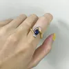 Anello in pietra zircone bianco blu Anello maschio femmina in oro giallo con fede nuziale, gioielli, anelli di fidanzamento con promessa per uomo