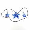 5 mode bleu rayure Murano verre au chalumeau étoile de mer pendentif collier boucles d'oreilles ensemble de bijoux pour les femmes cadeau
