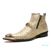 Модные ботильоны из натуральной кожи со змеиным принтом, мужские короткие ботинки с острыми железными головками, бесплатная доставка, большие размеры EU46